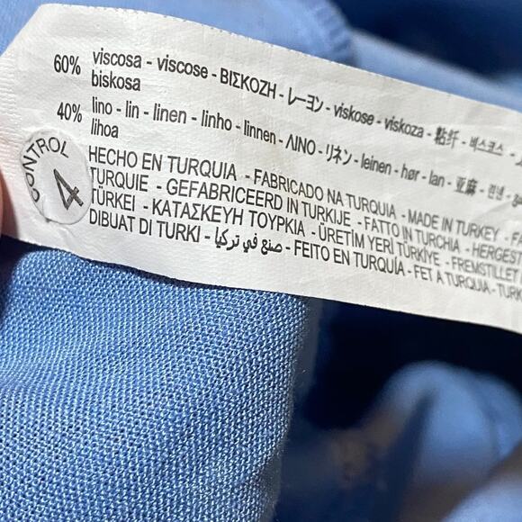 Zara Cut Out Bow Front Romper Linen Blend Chambray Blue Blogger Fave Womens S - Picture 11 of 12